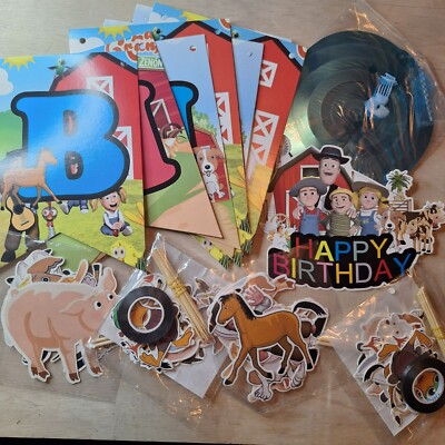 Barnyard Birthday Cake Topper Kit - 12pc Farm Animal Party Decor For Kids Cakes