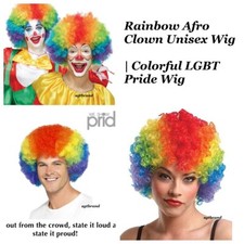 Rainbow Curly Afro Clown Unisex Wig Colorful LGBT Pride Wig