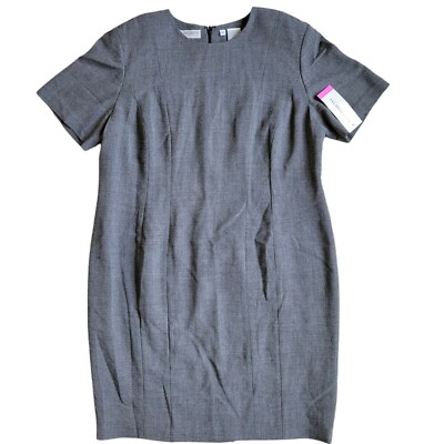 New Elisabeth Claiborne Sz 18 Short Sleeve Black White women's Dress Wool Blend.