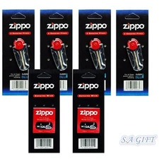 Zippo Lighter Flint And Wick of 6 Value Packs (24 Flints and 2 Wicks)