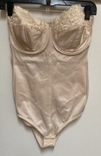 Vintage GLAMORISE Bodysuit Girdle Bra Shaper Beige 6216 Lace Strapless 36D