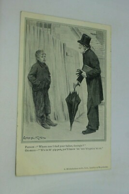U206 PARSON & GEORGIE Vater im Schweinestift ''hat ein At-on'' Gynning King Postkarte 1904