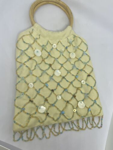 Small bag purse from India cream with blue tan accents - Picture 1 of 7
