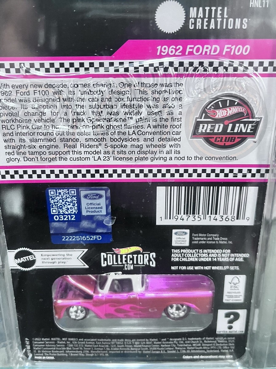 1962 Ford F100 Hot Wheels Collectors Convention RLC Exclusive Pink