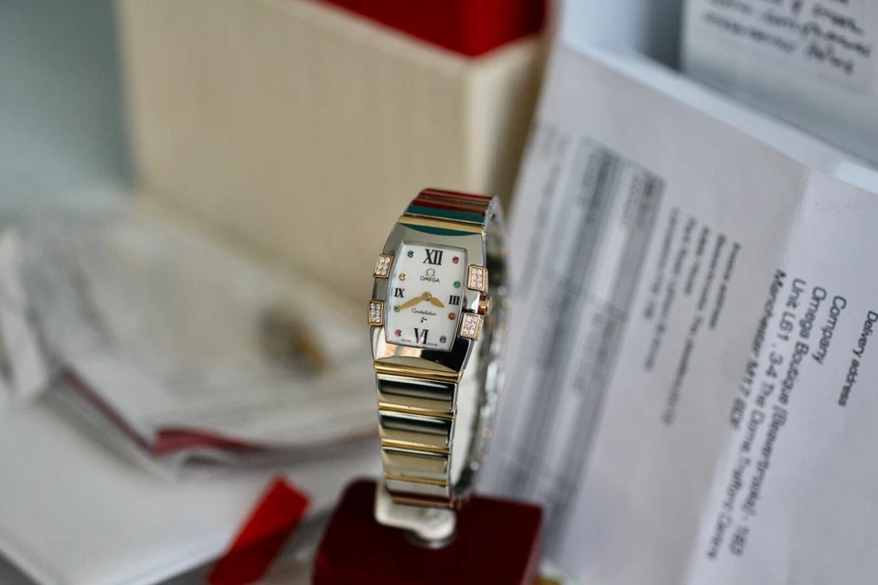 Omega Constellation Quadrella Mini Gems & Diamonds 1284.79 25.3x19.3mm SERVICED - Image 4 of 4