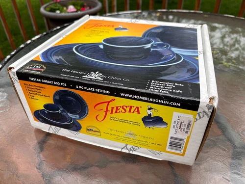 Fiesta Ware 830 105 Cobalt Blue 5 Piece Place Setting Dinnerware Set