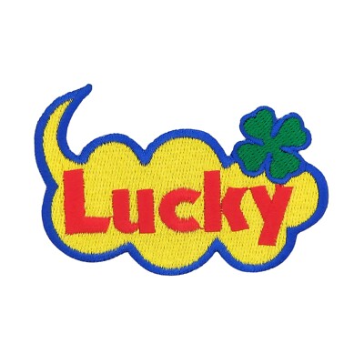 af94 Lucky Sprechblase Aufnäher Bügelbild DIY Patch Glück Kleeblatt 8,2 x 5,4 cm