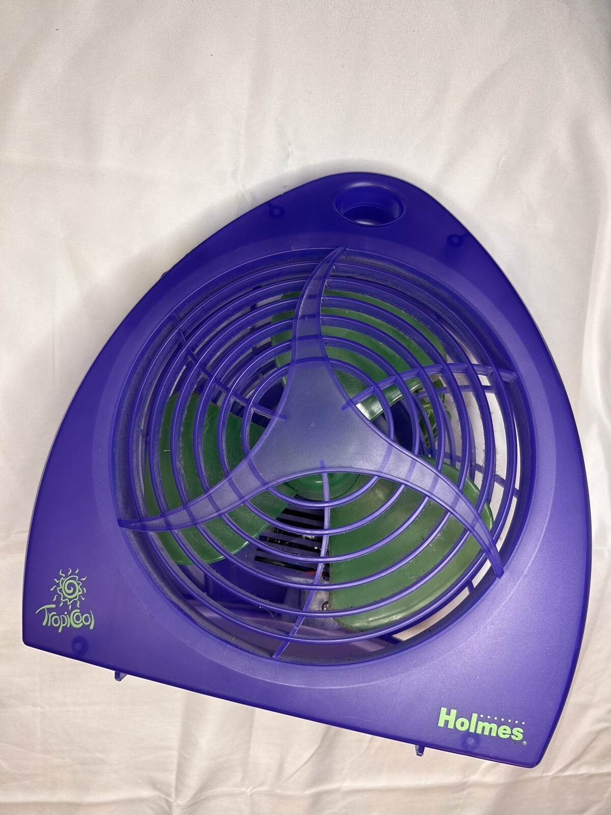 Y2K Vintage Tropicool Desktop Fan in Purple Green - Works Great-image