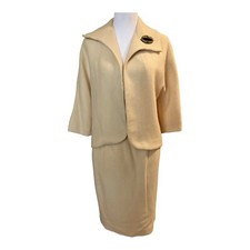 Vintage 1960 Cream Crop Jacket Skirt Set Theater Costume Display Props