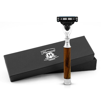 3 Edge Rasierer für Männer, Damenrasierer, Smart Grip Herrenrasierer, Holzbartrasierer