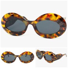 Exaggerated Classy Vintage Retro Style SUNGLASSES Large Thick Oval Leopard Frame