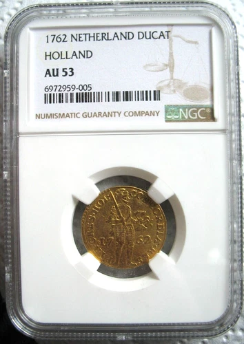 Netherlands Holland 1762 Gold Ducat NGC AU-53