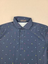 G Fore Shirt Mens Large Blue Star Print Performance Golf Polo Breathable