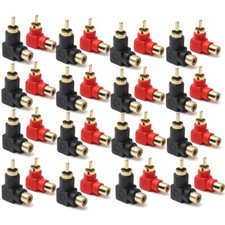 40PCS RCA Right Angle Connector Plug Adapters Male To Female 90 Degree Elbow New