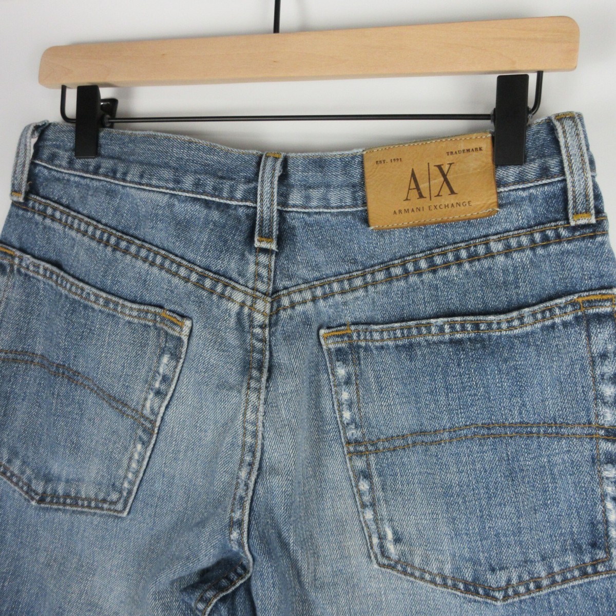 Armani Exchange Jeans Men 30x30 Blue Boot Cut Cotton Denim Made