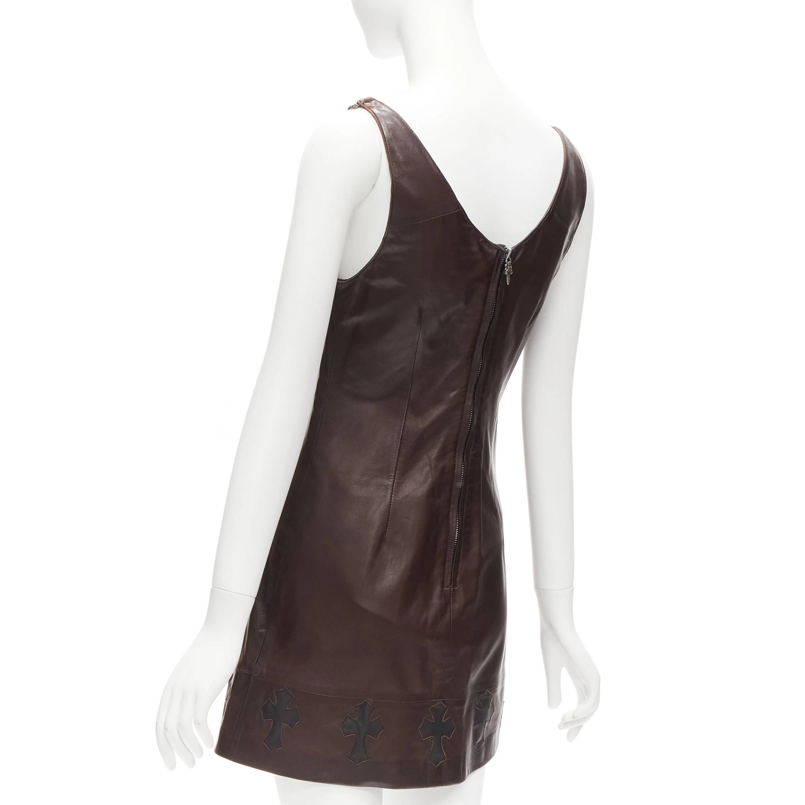 raro abito CHROME HEARTS pelle marrone nero croce pugnale zip M