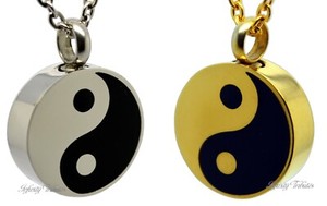Authentic Yin Yang Cremation Ashes Urn Memorial Pendant Keepsake Necklace Engraved Dualism