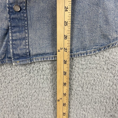 Levis Denim Shirt Mens S Western Blue Pearl Snap Sawtooth Double Pocket Relaxed - Picture 9 of 15