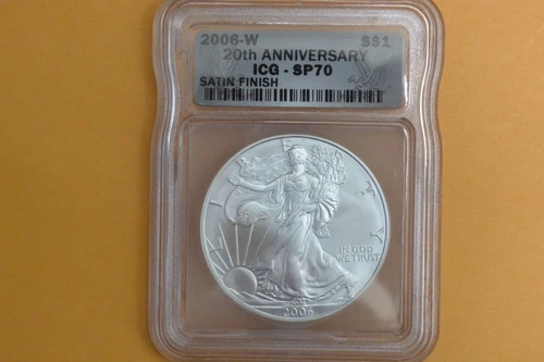 2006-W (Burnished) American Silver Eagle ICG SP 70 - Tiny Spots