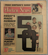 1987 MIKE BOSSY 50 GOALS New York Islanders NORDIQUES Glen Sather HOCKEY NEWS