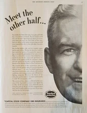 1938 Capital Stock Company Fire Insurance Vintage Ad Meet the other half