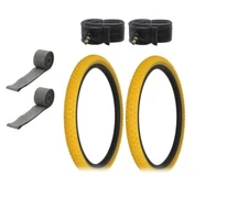 ALTALINE Bicycle 20" x 1.75" Yellow Gum COMP III (2) TIRES, TUBES, & RIMSTRIPS