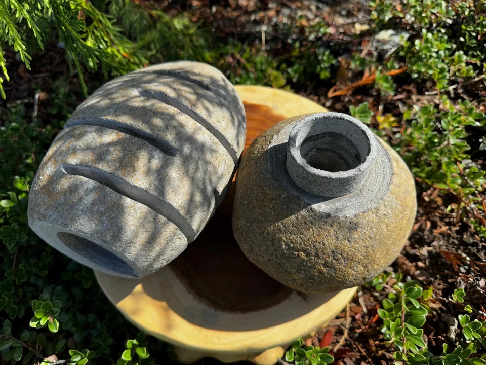 LINTERNA DE PIEDRA DE RÍO, linterna de jardín de piedra de río, linterna de huevo de piedra, japonesa Foto 2 de 4