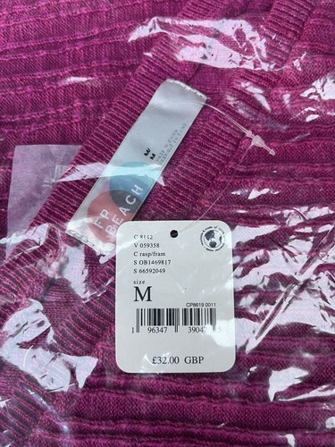 FREE PEOPLE BEACH MARY ONE SHOULDER KNIT TOP RASPBERRY (SIZE M) RRP £32 - Picture 2 of 3