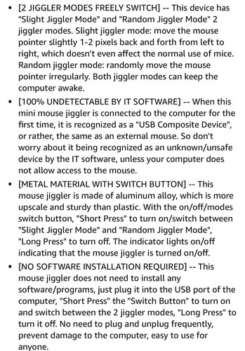 AUEDROT Souris Jiggler UK Détectable USB Mouse Mover avec Bouton Interrupteur - Photo 5/10