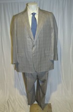 Loro Piana Mainline Bespoke Gray Plaid Cashmere Silk Blend Two Button Suit 52XL