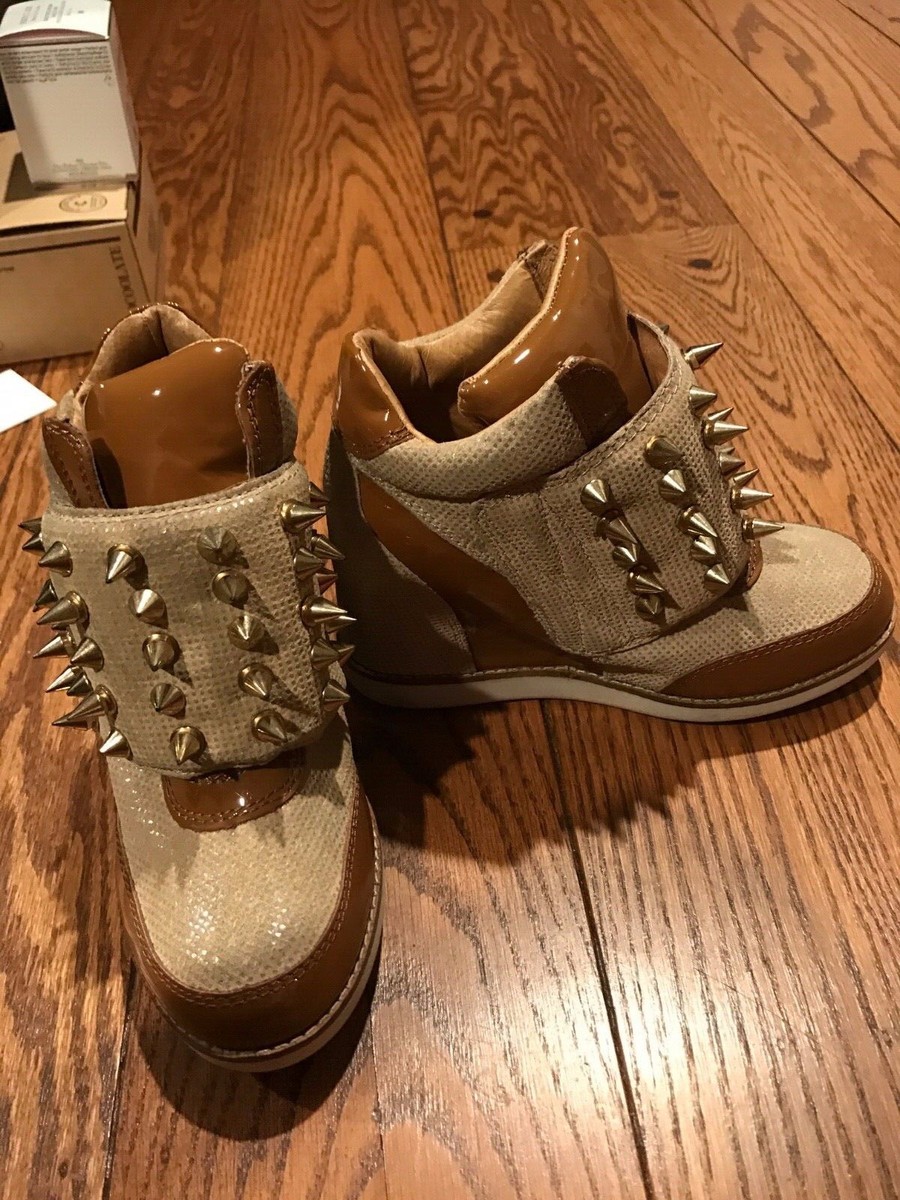 Authentic Jeffrey Campbell Beige Tan Gold Spike Platform Shoes