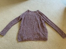 LOFT Women Knit Pullover Sweater Size Medium Mauve White NICE