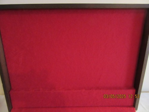 Vintage Dark Wood Silver Storage Chest w/ Red Felt Lining - Picture 7 of 7