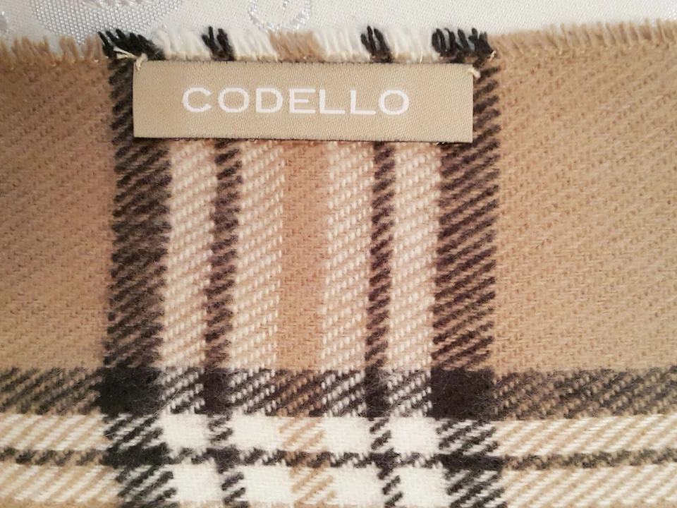 BUFANDA LARGA CON FLECOS VINTAGE AUTÉNTICA CODELLO A CUADROS Y CUADROS MEZCLA DE CACHEMIR PARA HOMBRE Foto 3 de 3