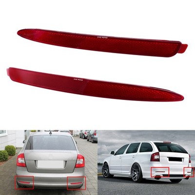 Rot Heckstoßstange Rückstrahler Reflektor für Skoda Octavia II 1Z3 Combi 1Z5 09+