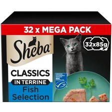 64 x 85g Sheba Classics Adult Wet Cat Food Trays Ocean Selection in Terrine 6.10 per kilo