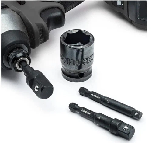 Husky Impact Socket Adapter Set 1/4 in HEX 6 Piece Rate Impact Grade Steel - Picture 3 of 5