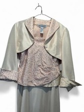 Vintage Jessica Howard Blush Pink Beaded Bodice 2 Piece Jacket Dress Set Size 6