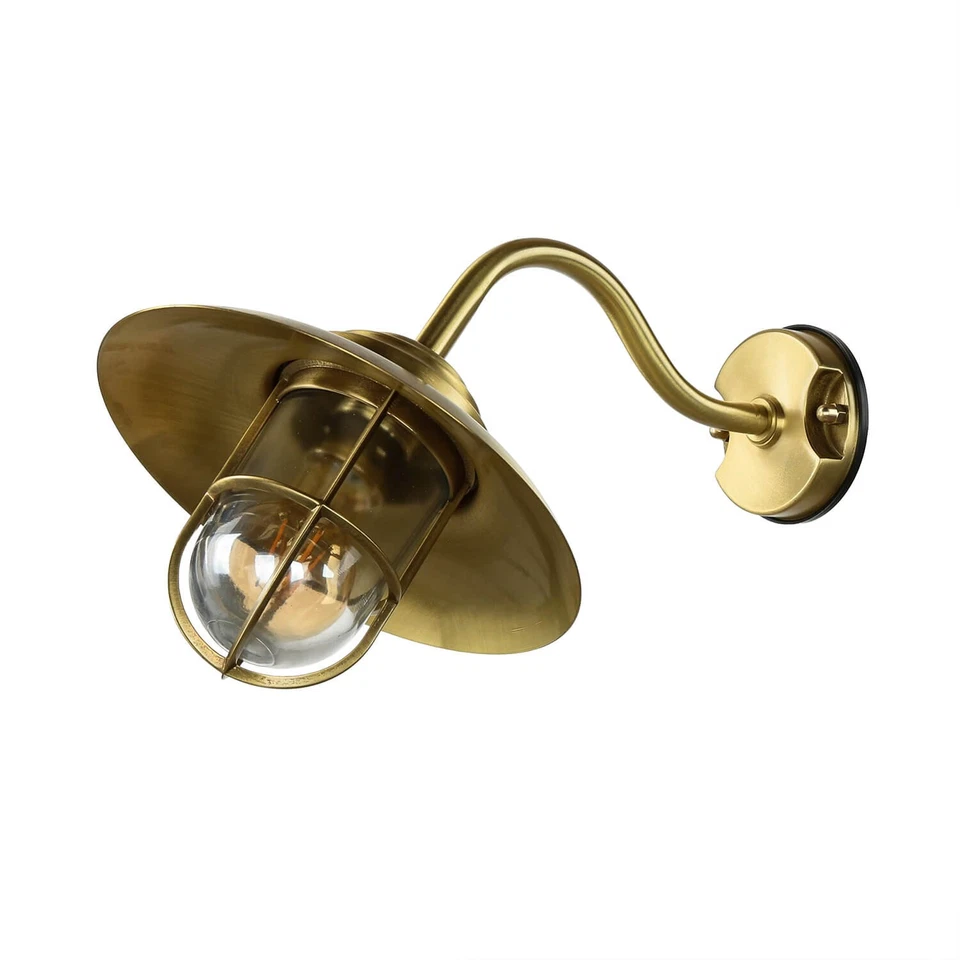 Stilvolle Wandleuchte aus Messing Glas maritimes Design IP43 rostfrei Hof Lampe - Bild 2 von 4