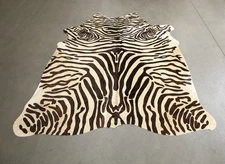 New Brazilian Zebra Brown and White Cowhide Rug Cow Skin Free Shipping