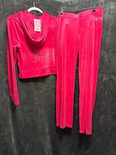 NWT Bling Juicy Couture Pink Party Velour Tracksuit w/Rhinestone Glam Y2K Size M