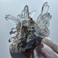 Starburst quartz with analcime on matrix Streep Mine Goboboseb, Namibia