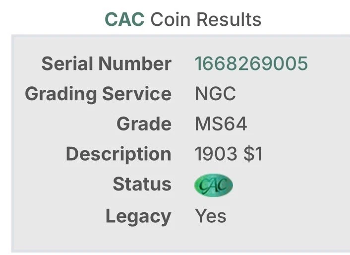1903 P NGC & CAC Legacy MS 64 Morgan Silver Dollar Gold Toning Color OGH Stunner - Image 4 of 4