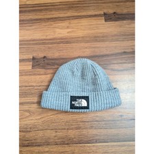 The North Face Gray Ribbed Knit Beanie Hat Unisex One Size Short Hiking Gorpcore