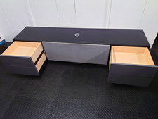 Black & Grey Freestanding TV Stand, 4 Drawers, Flap Door, Cable Management