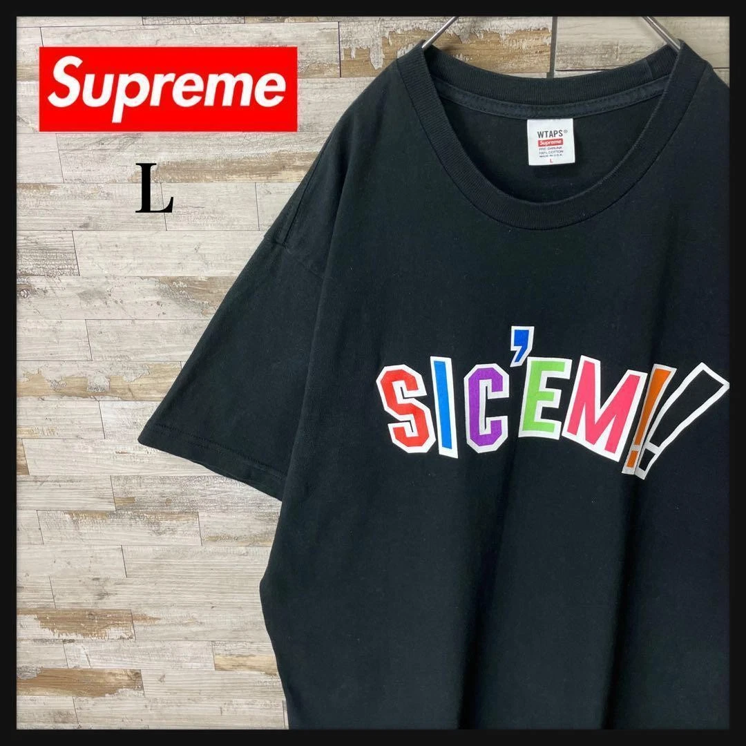 T shirt homme Supreme L Collaboration Xwtaps Center grand logo emblématique streetwear LTD