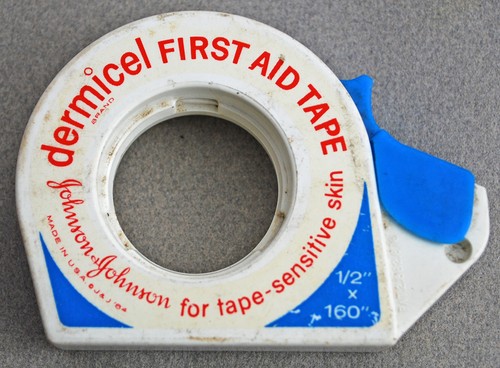1964 Johnson & Johnson Rayon First Aid Tape Dermicel 1/2” X 180” Vintage Unused