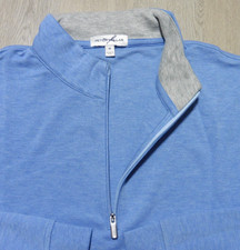PETER MILLAR Mens M MEDIUM PULLOVER CROWN COMFORT 1/4 ZIP BLUE BIRD POLO SWEATER