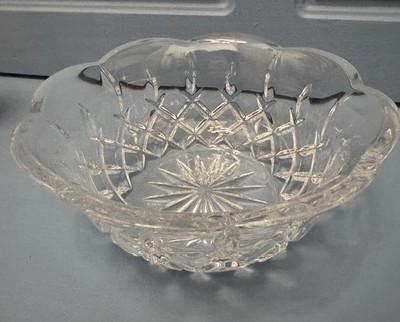 American Crystal 7.5'' Cut Glass Bowl Etched Design Pineapple NICE BEAUTBEAUTIFUL