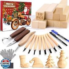 Vellibring Christmas Wood Carving Kit, 24Pcs Carving Tools with C